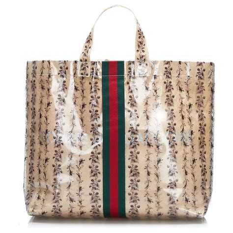 gucci commes de garcon tote|GUCCI X COME DE GARCONS Plastic Web Floral Paper Shopper Tote .